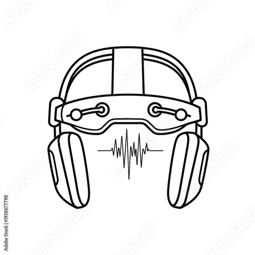 Black and white gaming headset logo.