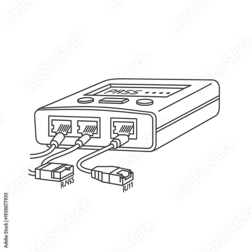 Electronic device with network cables connected.