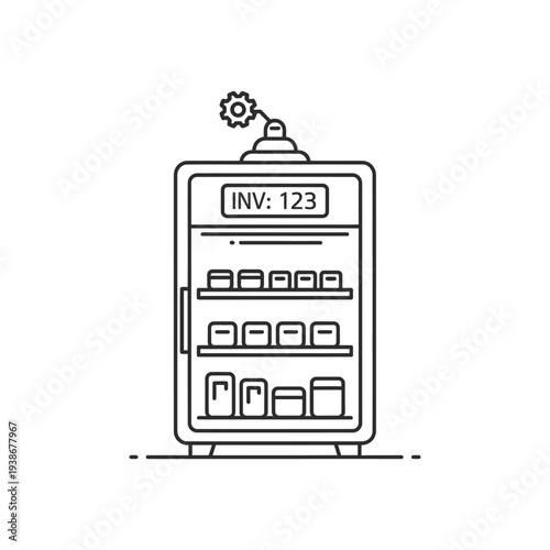 Inventory storage locker with shelves.