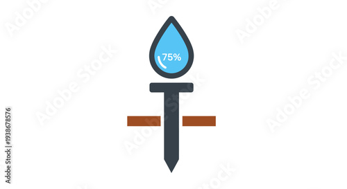 Water saving icon with percentage symbol.