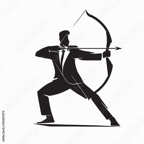 Businessman Ready To Shoot With Arrow Vector Illustration