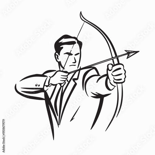 Ambition And Strategy Concept With Businessman Holding Bow