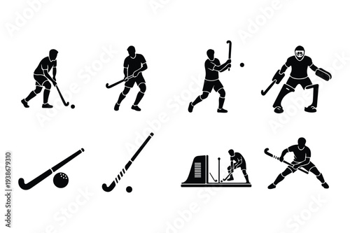 Field Hockey Sports Icons and Actions