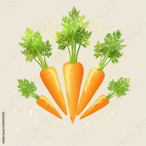 Fresh Carrots with Green Leafy Tops.