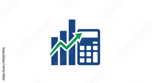 Blue Bar Graph with Calculator Icon.