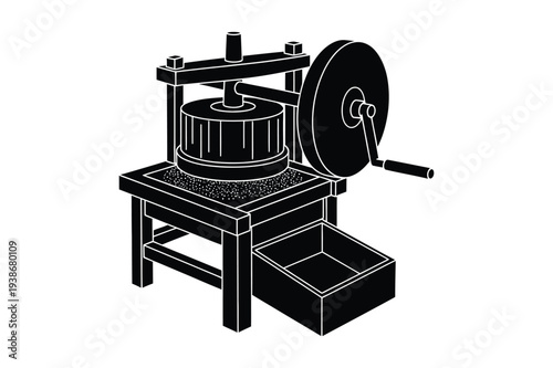 Traditional Grain Mill Machine Vector Illustration