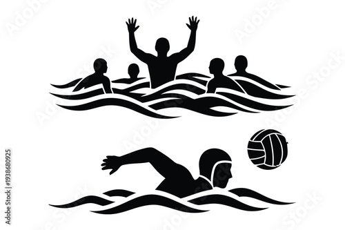 Water Polo Sports Action Vector Icons