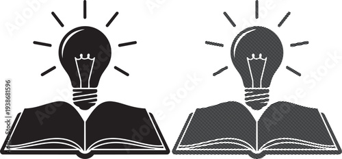 Illustration of lightbulb moments emerging from an open book