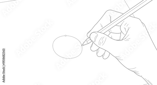 Hand drawing a circle with pencil.