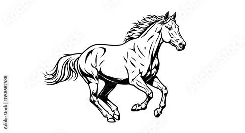 Running Horse in Full Gallop Motion.