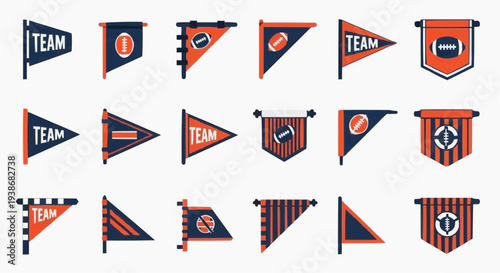 A collection of diverse team pennants and banners, showcasing team spirit and enthusiasm 