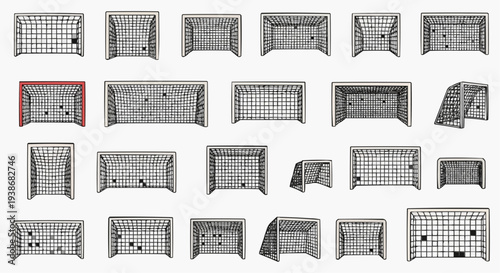 A collection of various detailed football goals, showcasing a range of perspectives and styles