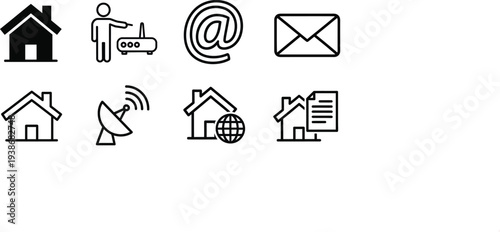 A collection of icons representing internet and communication concepts