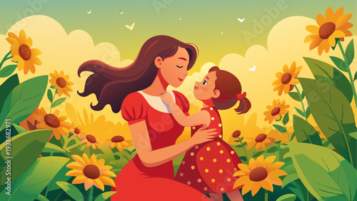 Happy Mothers Day Celebration with Loving Mom and Child Illustration
Mothers Day Greeting Background with Flowers Hearts and Family Love
Happy Mothers Day Card Design with Mom and Kids Love Concept
