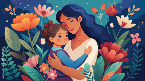 Happy Mothers Day Celebration with Loving Mom and Child Illustration
Mothers Day Greeting Background with Flowers Hearts and Family Love
Happy Mothers Day Card Design with Mom and Kids Love Concept
