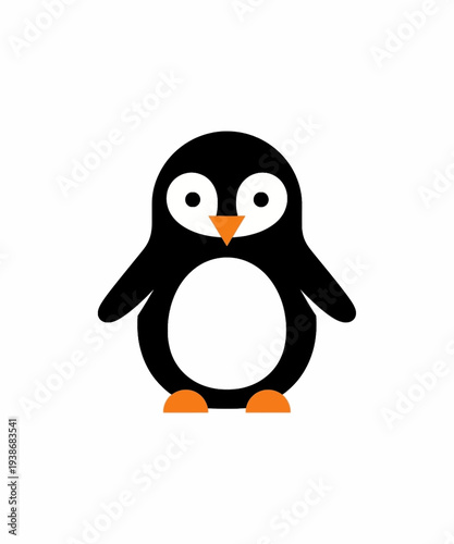 Simple vector graphic illustration of an adorable, cute, and charming baby penguin character design.
