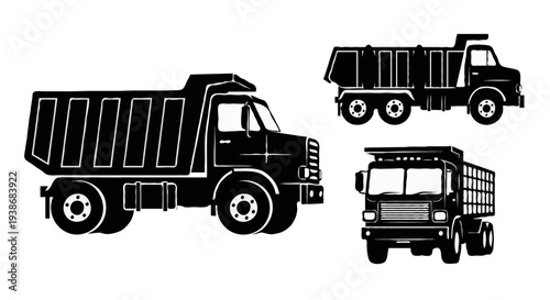 Dump truck silhouette illustrations
