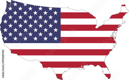 United States Map Silhouette With American Flag vector