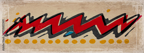 Red Abstract Scribble Lettering on Retro Paper