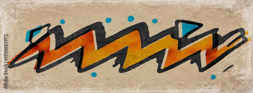 Orange Abstract Scribble Lettering on Retro Paper