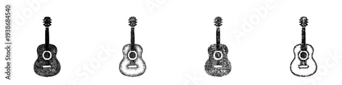 Sketch guitar icon design set