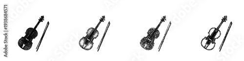 Sketch violin icon design set