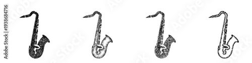 Sketch saxophone icon design set