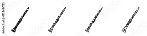 Sketch clarinet icon design set