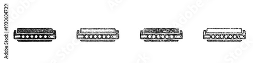 Sketch harmonica icon design set