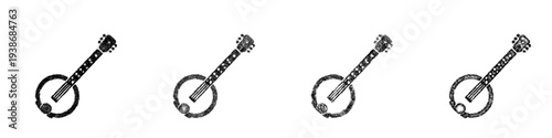 Sketch banjo icon design set