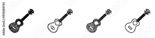 Sketch ukulele icon design set