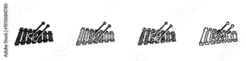 Sketch xylophone icon design set