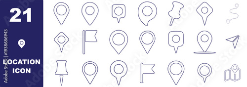 Black location pin and map marker icon set featuring navigation, GPS, contact, home, and check symbols for maps, apps, and user interface design