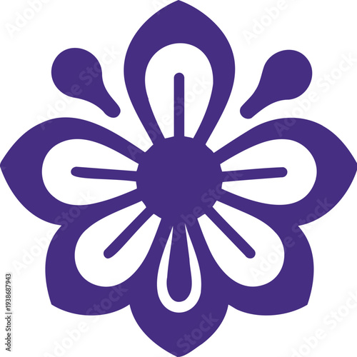 Stylized purple flower with six petals in bloom, casting a gentle and appealing silhouette