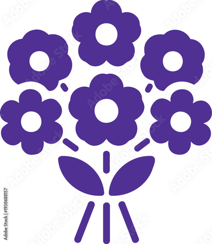 Elegant purple bouquet of flowers illustration conveying simplistic beauty and minimalistic design