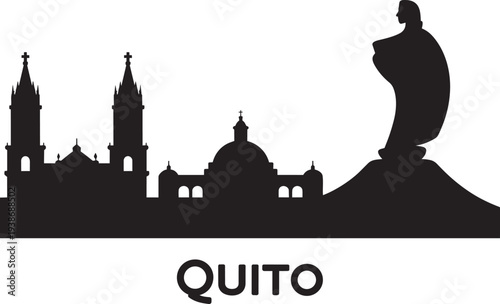 Quito skyline silhouette cityscape landmark architectural buildings city vector graphic