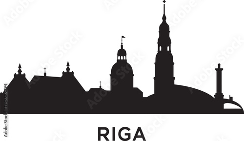 Riga skyline silhouette cityscape landmark architectural buildings city vector graphic