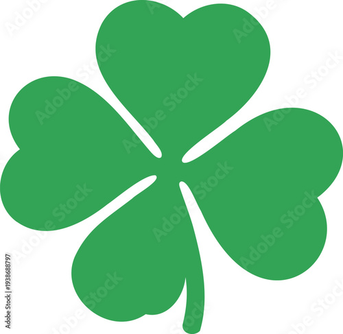 Vibrant green four leaf clover illustration representing st patrick's day tradition and irish culture