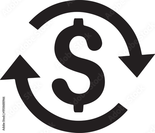 Financial Cycle Symbol: An illustration depicting the continuous flow of currency within an economic system, highlighting the cyclical nature of financial transactions and investments.