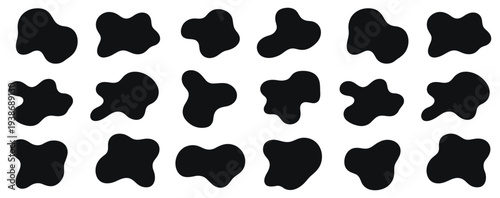Blob shape organic vector illustration set, collection of abstract modern forms for design and paint, liquid silhouette drop shapes, and basic stain elements