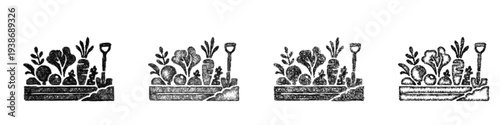 Sketch edible garden icon design set