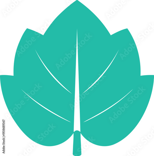 Simple teal leaf with smooth lines in a clean design perfect for branding purposes