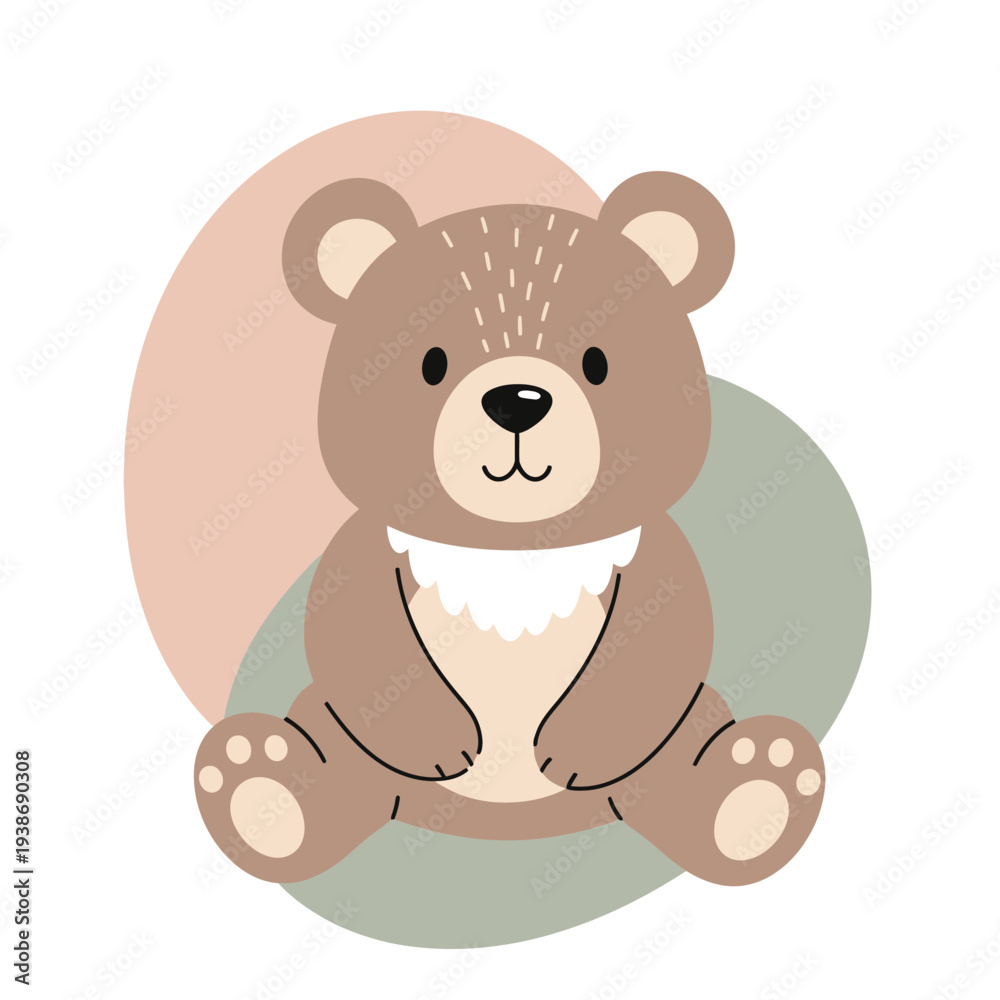 Obraz premium Brown Teddy Bear Sitting on Colored Circles