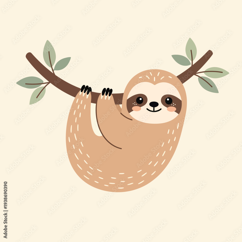 Fototapeta premium Sloth Hanging from Tree Branch