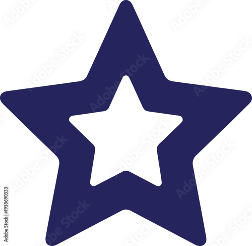 A navy blue star shape on a white background