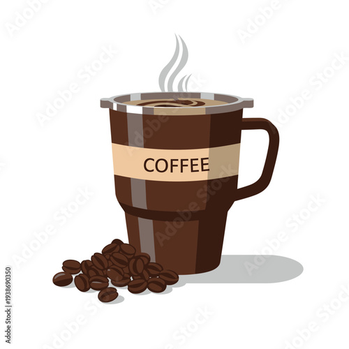 Coffee Mug with Coffee Beans