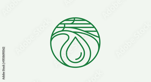 A green line drawing of a leafy globe with a water droplet on a light green background 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 symbolizes eco-friendliness.