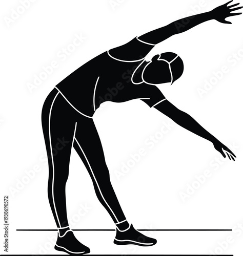 Person stretching to the side with arms extended