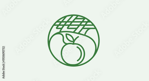 A green line drawing of a peach surrounded by 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 patterns on a light green background