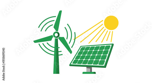 solar panels and wind turbine